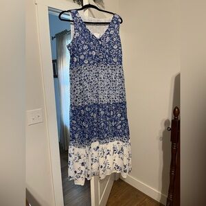 Women’s J Jill Floral Blue and White Dress Size Medium NWT